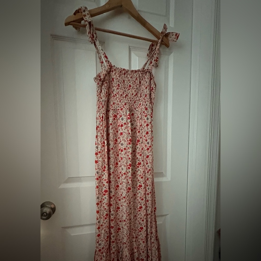 Sonoma Red and White Floral Maxi Skirt
